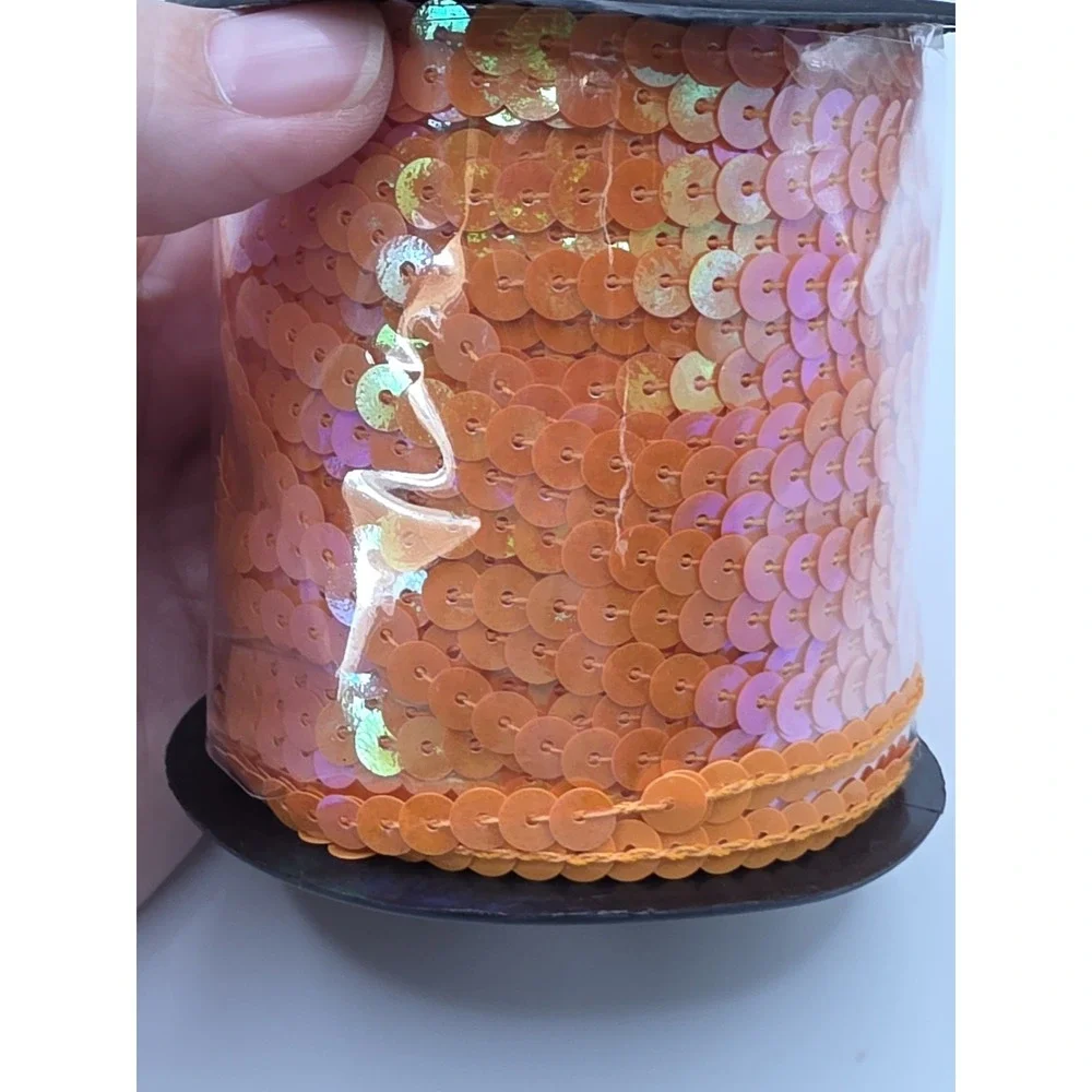 6 mm, 100 Yards Irridescent Orange Sequin Trim
